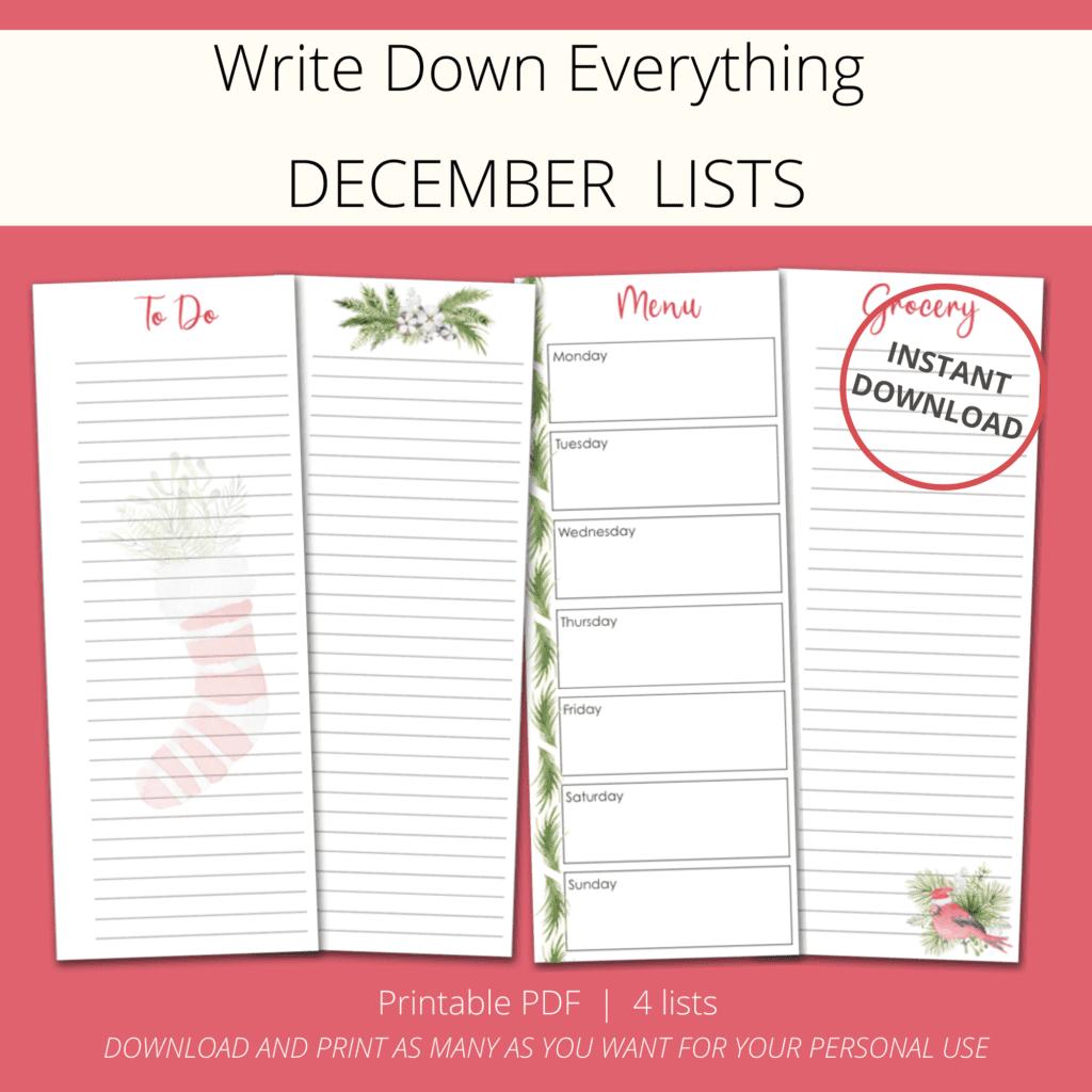 December Printable Lists - The Printable Collection
