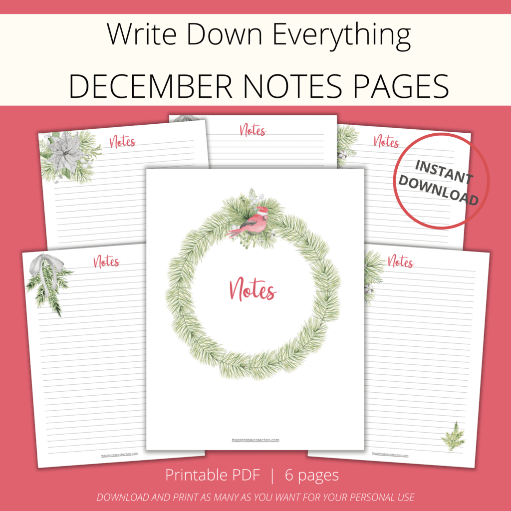 Printable December Notes Pages - The Printable Collection