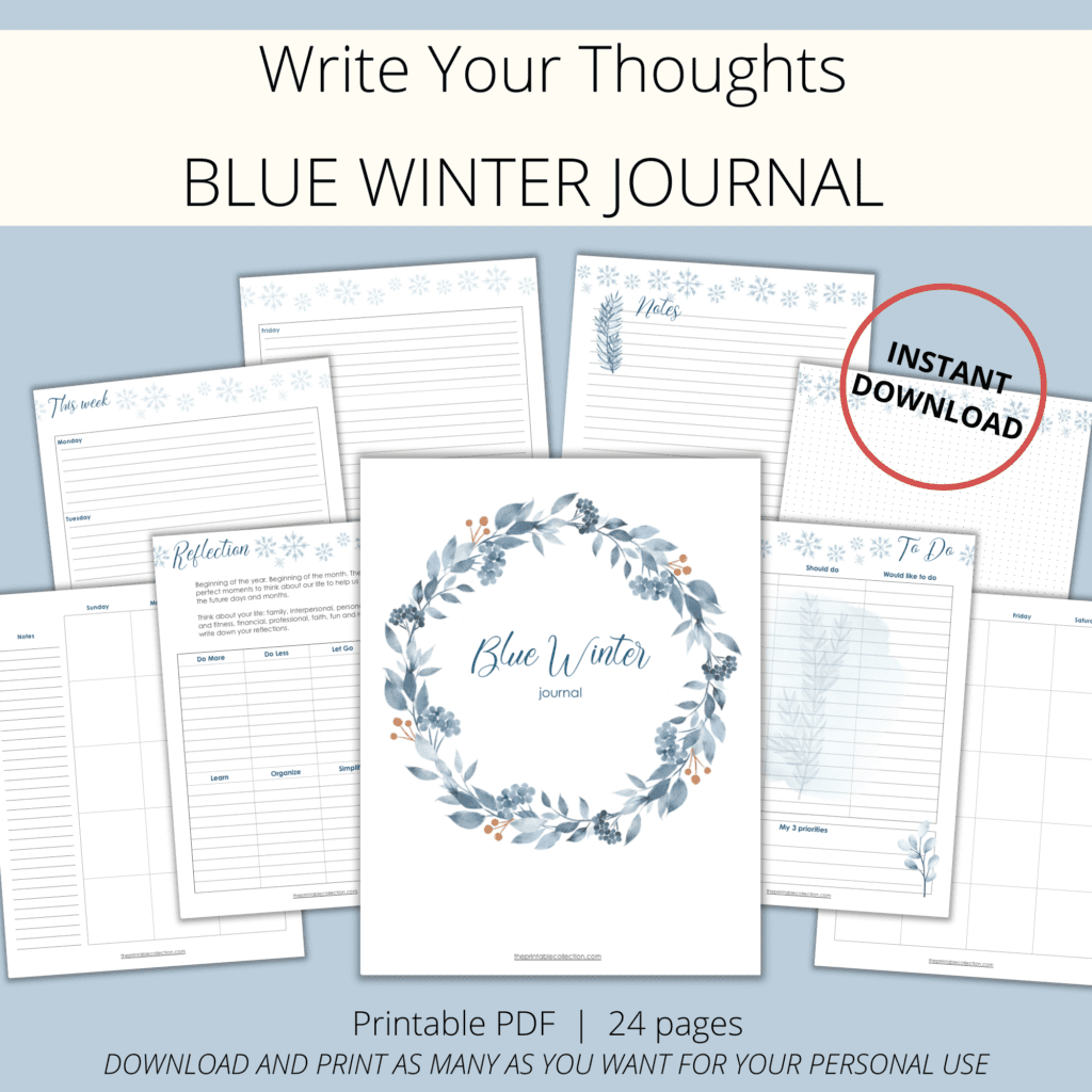Printable Blue Winter Journal Pages from The Printable Collection