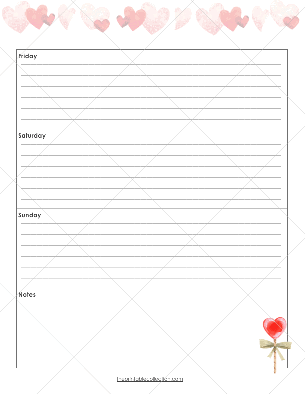Free Printable February Journal Weekly Right Page - The Printable Collection