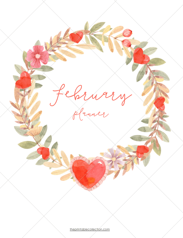 Free Printable February Planner Cover Page - The Printable Collection