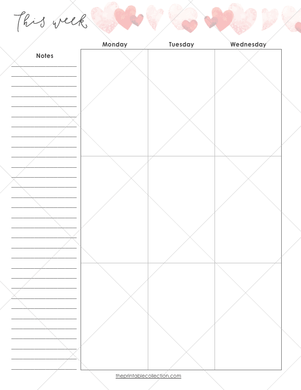 Free Printable February Planner Weekly Left Page - The Printable Collection