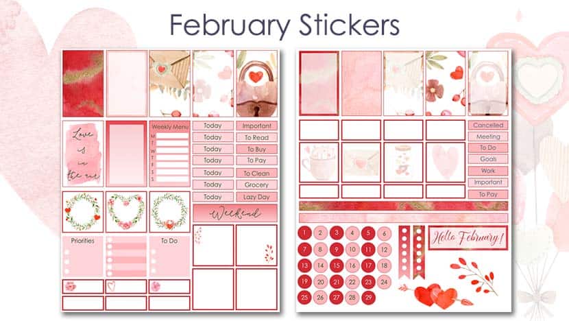 Free Printable February Stickers v2 Post - The Printable Collection