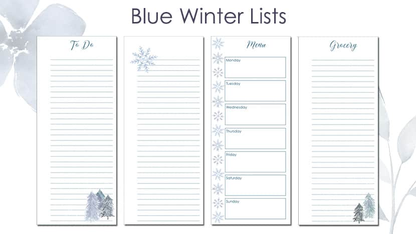 Printable Blue Winter Lists from The Printable Collection