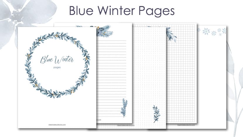 Printable Blue Winter Notes Pages from The Printable Collection