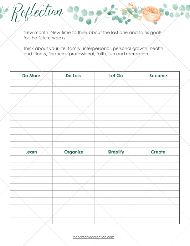 Free Printable March Planner Reflection Page - The Printable Collection