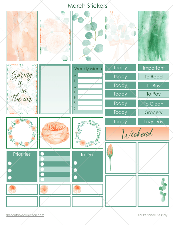 Free Printable March Stickers 2 -The Printable Collection