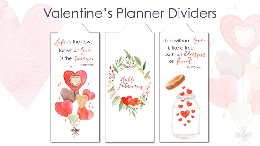 Free Printable Valentine Planner Dividers Post - The Printable Collection