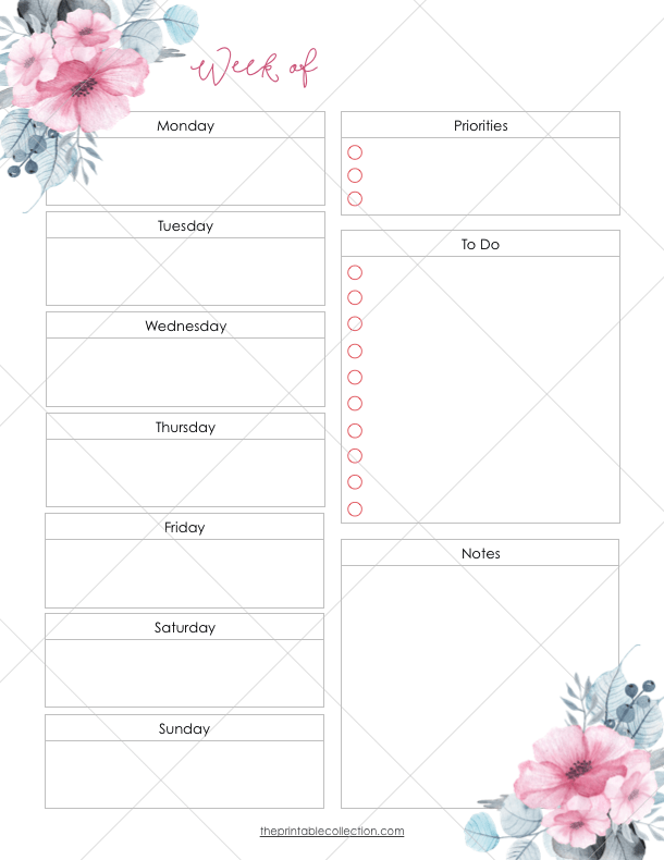 Free Printable Weekly Butterflies Planner - The Printable Collection