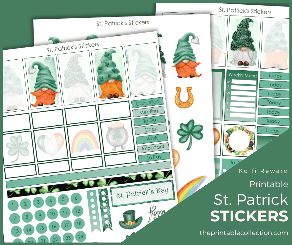 Printable St. Patrick's Day Stickers Ko-fi - The Printable Collection
