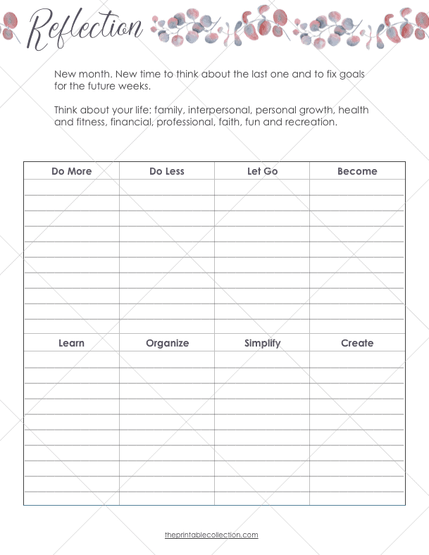 Free Printable April Planner Reflection Page - The Printable Collection