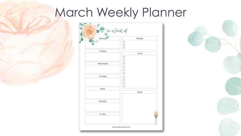 Free Printable March Weekly Planner Post - The Printable Collection