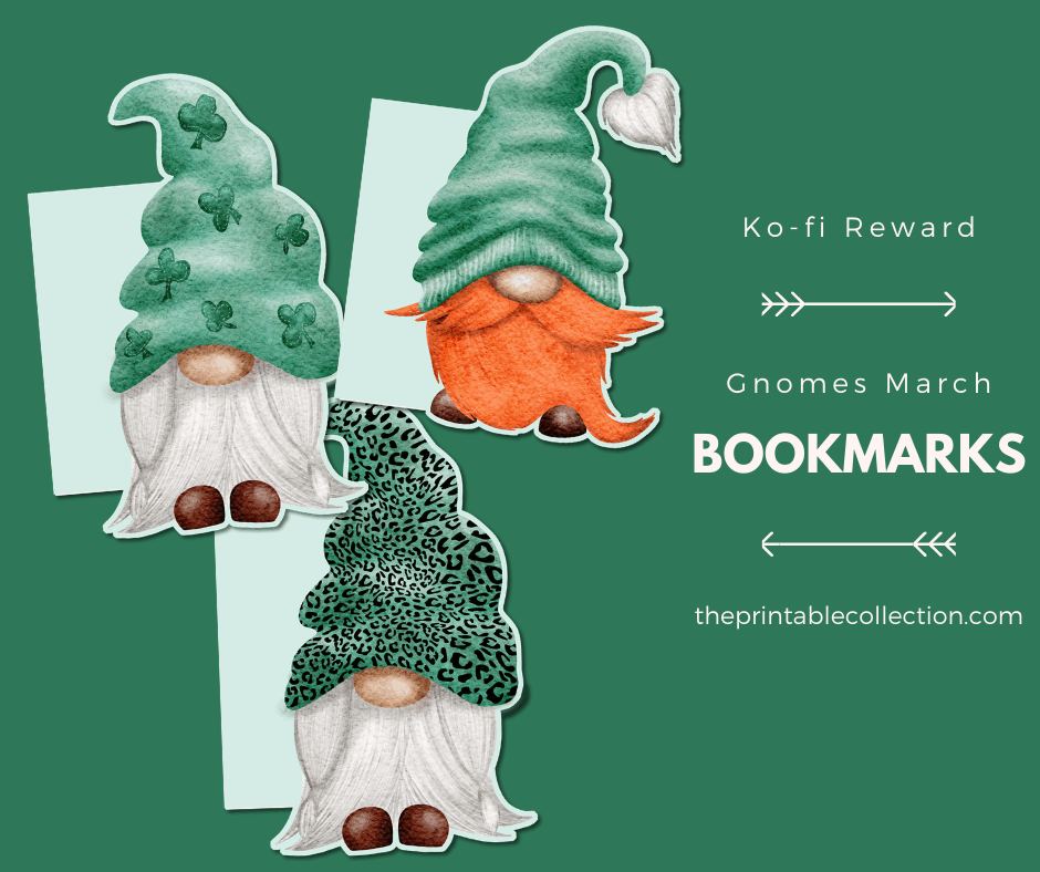 Printable Gnomes March Bookmarks Ko-fi - The Printable Collection