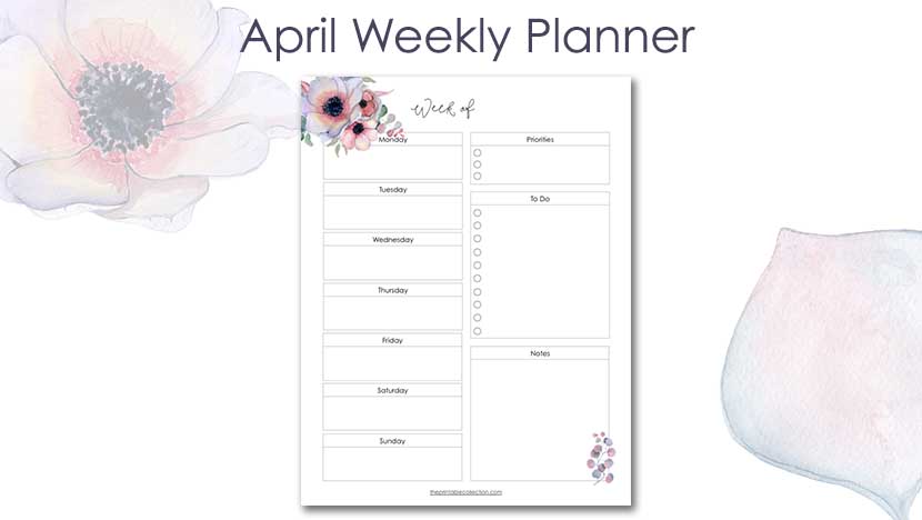 Free Printable April Weekly Planner Post - The Printable Collection