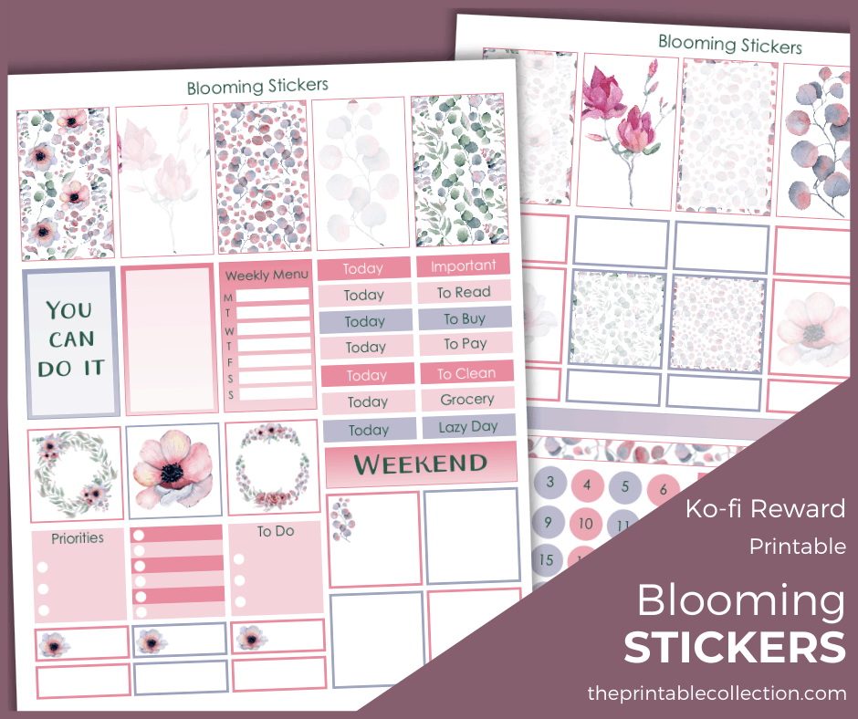 Printable Blooming Stickers Ko-fi - The Printable Collection
