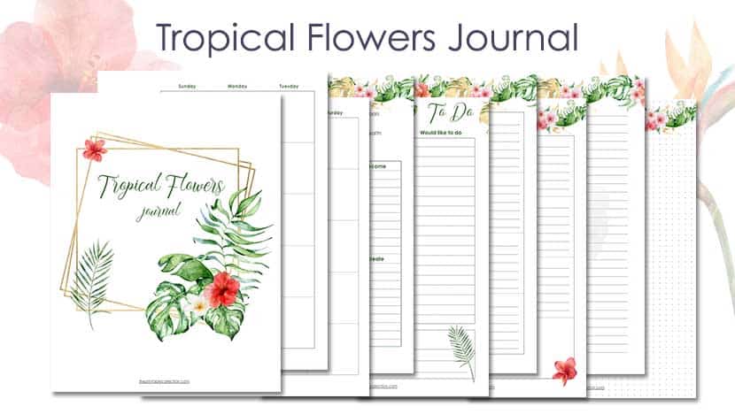 Free Printable Tropical Flowers Journal Post - The Printable Collection