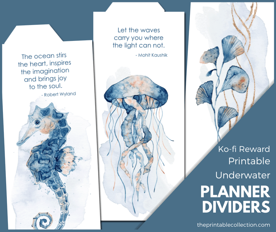 Printable Underwater Planner Dividers Ko-fi - The Printable Collection