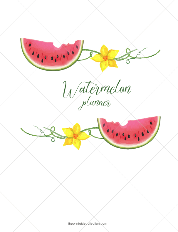Printable Watermelon Planner Cover Page - The Printable Collection