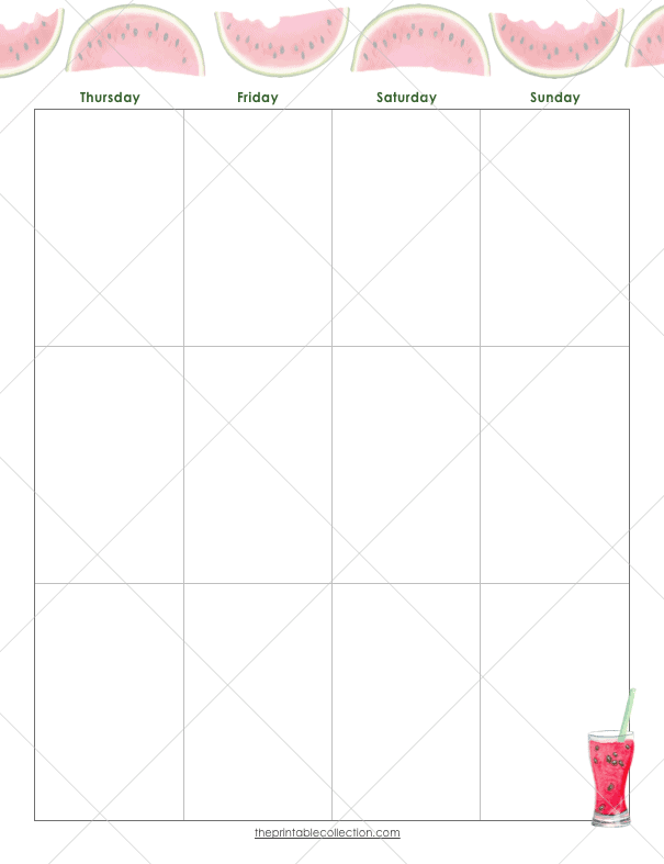 Printable Watermelon Planner Weekly Right Page - The Printable Collection