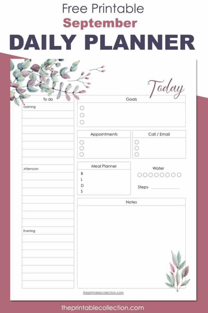 Free Printable September Daily Planner - The Printable Collection