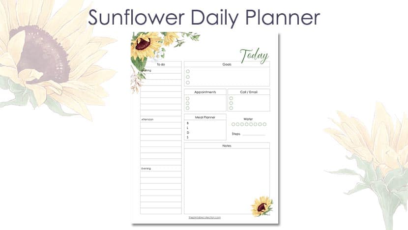 Free Printable Sunflower Daoily Planner Post - The Printable Collection