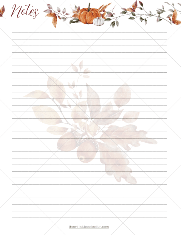 Free Printable Autumn Journal Notes Page - The Printable Collection