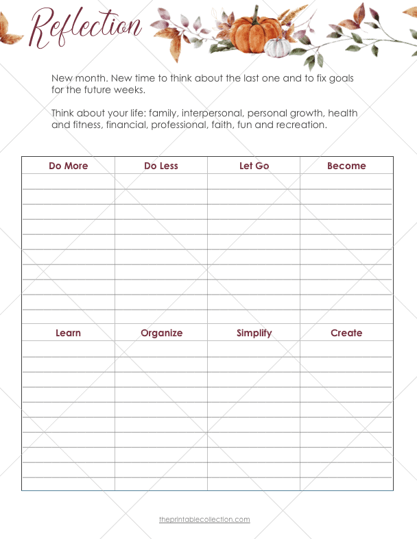 Free Printable Autumn Journal Reflection Page - The Printable Collection