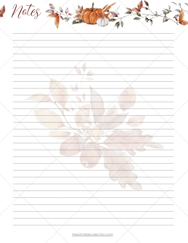 Free Printable Autumn Planner Notes Page - The Printable Collection