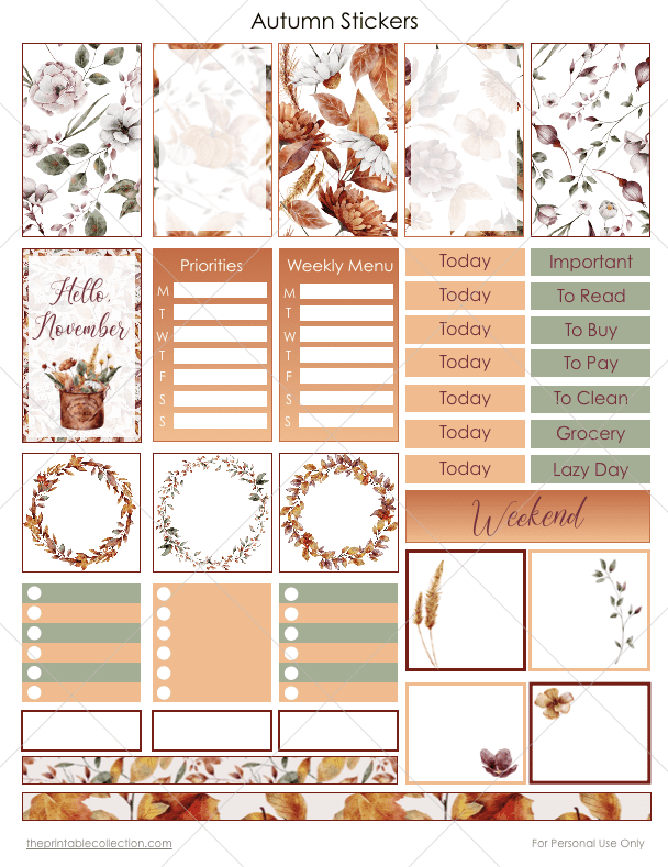 Free Printable Autumn Stickers 2 - The Printable Collection