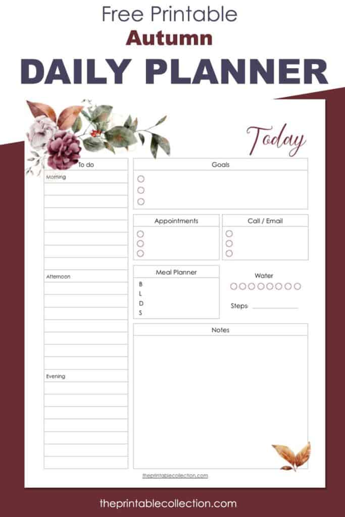 Free Printable Autumn Daily Planner - The Printable Collection