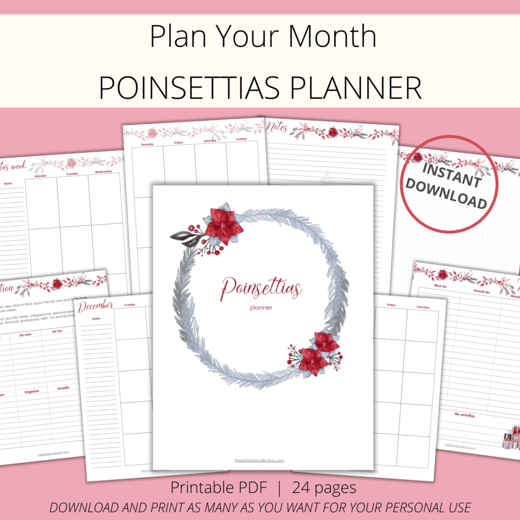 Poinsettias Printable Planner from The Printable Collection