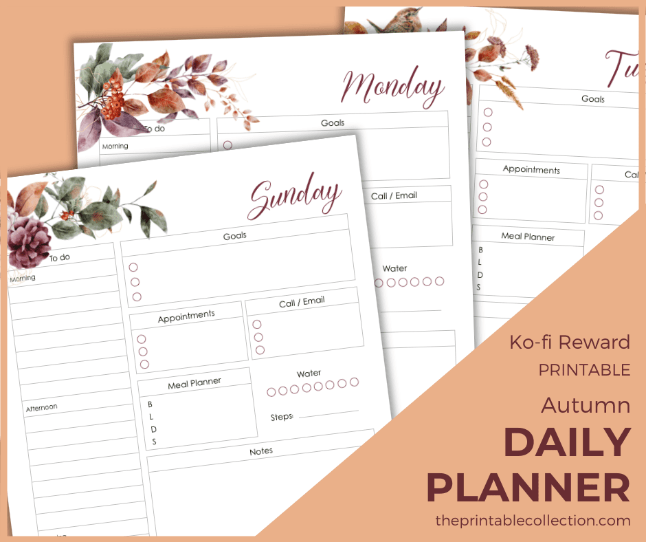 Printable Daily Planner Autumn - The Printable Collection