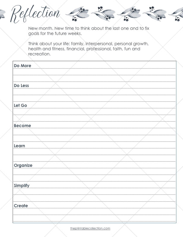 Free Printable January Planner Reflection Page - The Printable Collection