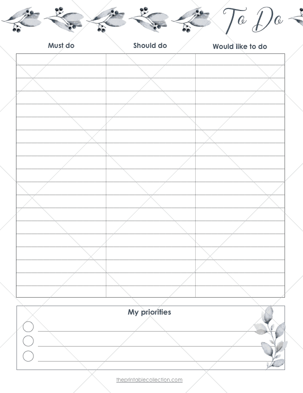 Free Printable January Planner To do Page - The Printable Collection