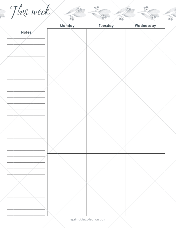 Free Printable January Planner Weekly spread Left Page - The Printable Collection
