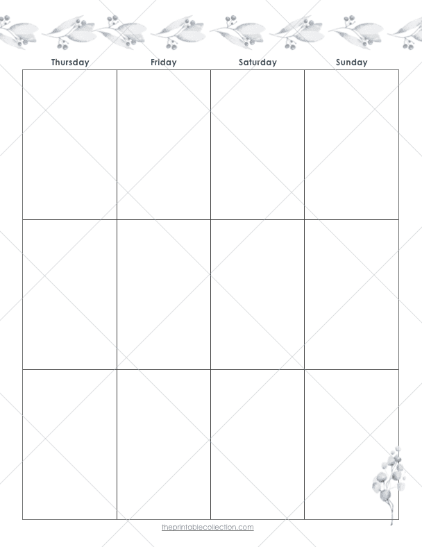 Free Printable January Planner Weekly spread Right Page - The Printable Collection