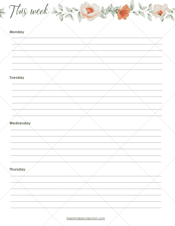 Free Printable April 2 Journal Weekly Left Page - The Printable Collection
