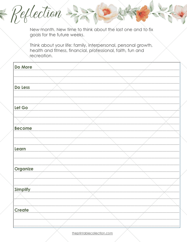 Free Printable April Planner 2 Reflexion Page - The Printable Collection