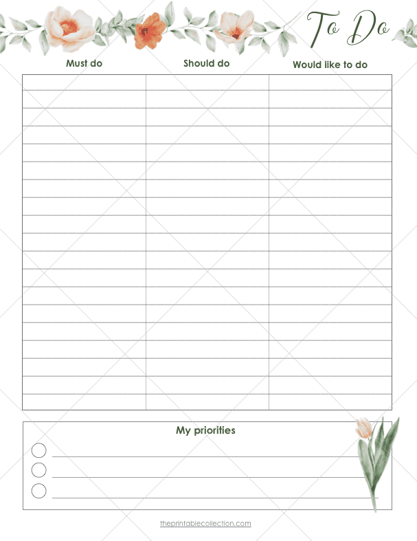 Free Printable April Planner 2 to do Page - The Printable Collection