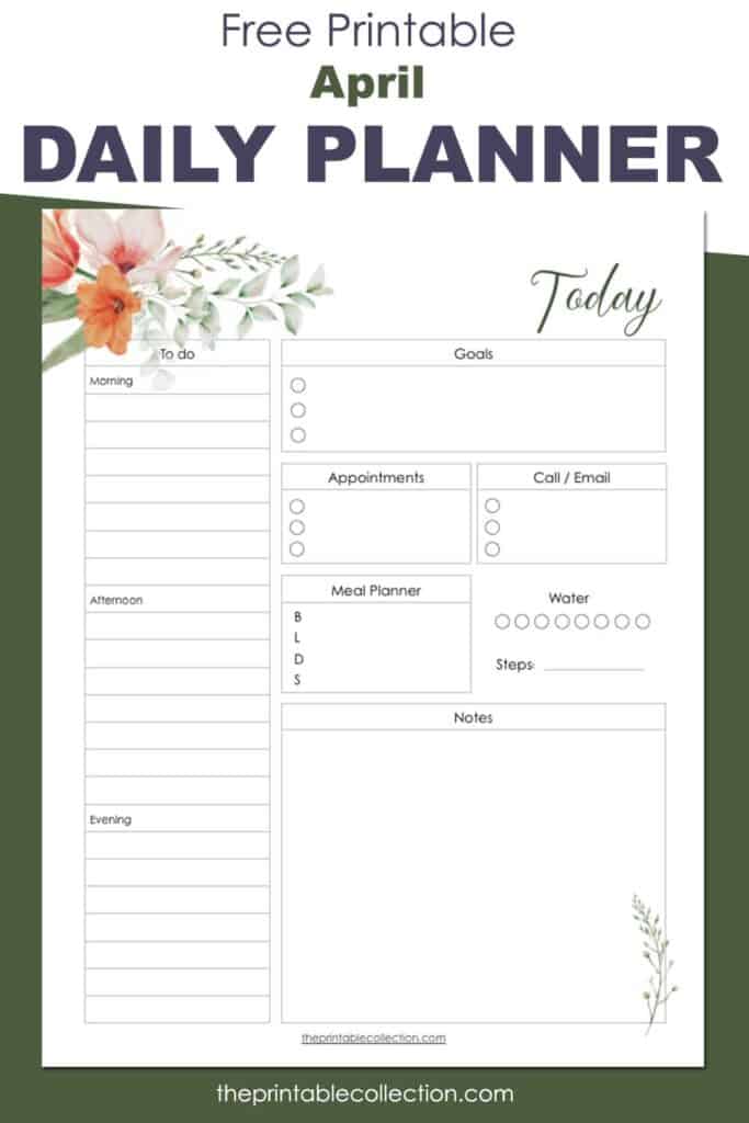 Free Printable April Daily Planner 2 - The Printable Collection