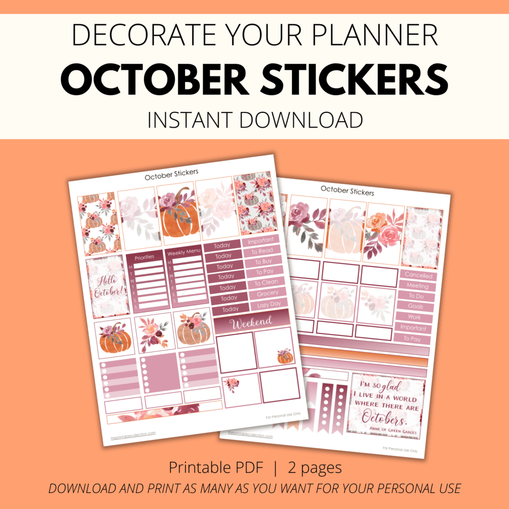 October Stickers 2 pages - The Printable Collection