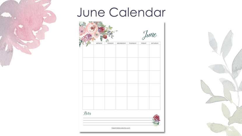 Free Printable June Calendar 22 Post - The Printable Collection
