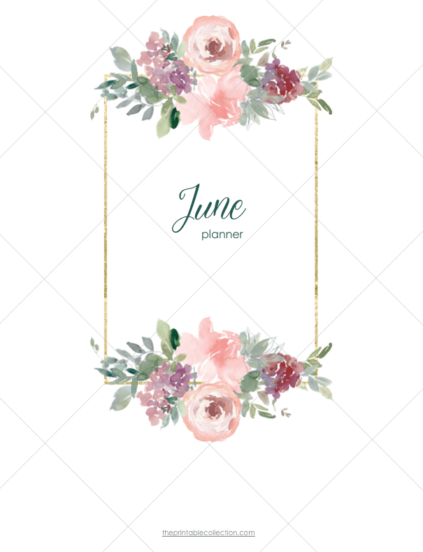Printable June Planner Cover Page - The Printable Collection