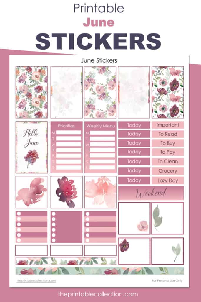 Free Printable June Stickers - The Printable Collection