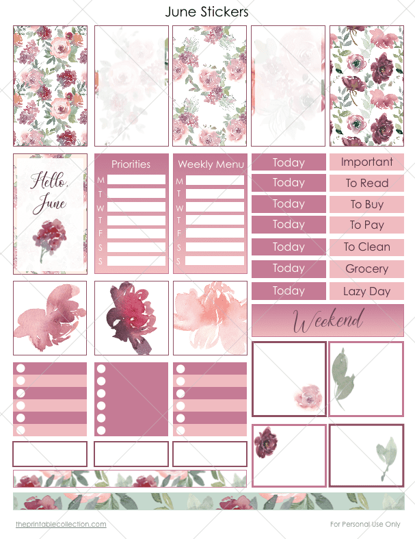 Printable June Stickers - The Printable Collection