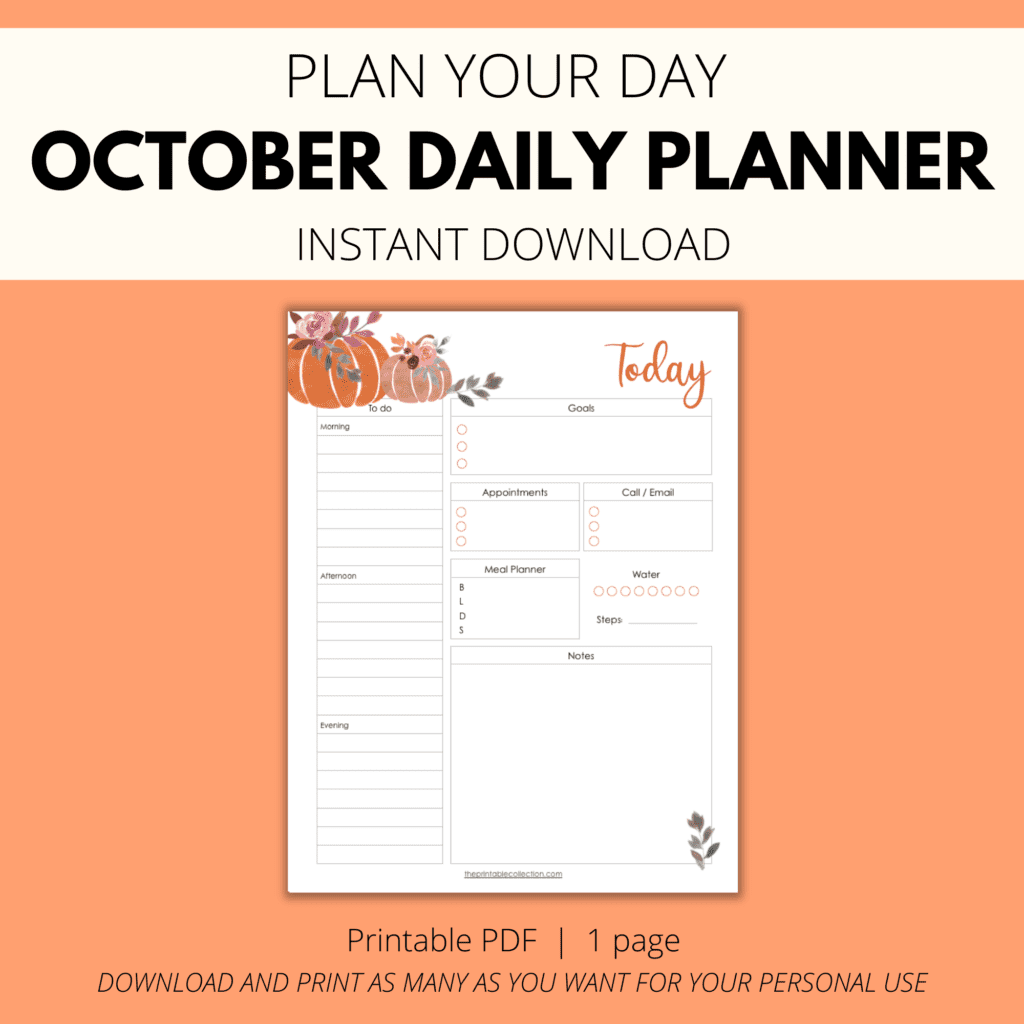 Printable October Daily Planner 1 - The Printable Collection