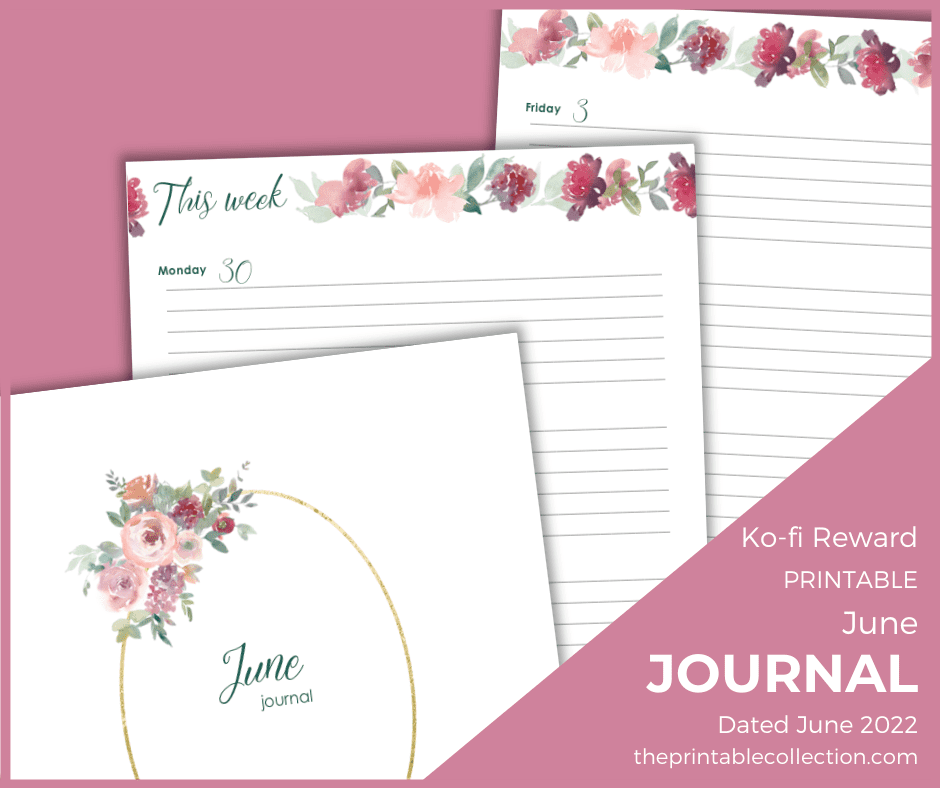 Printable June Journal Ko-fi - The Printable Collection