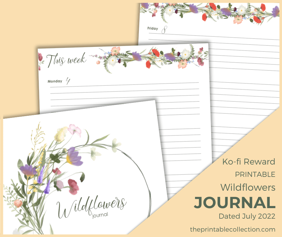 Printable Wildflowers Journal July 2022 Ko-fi - The Printable Collection
