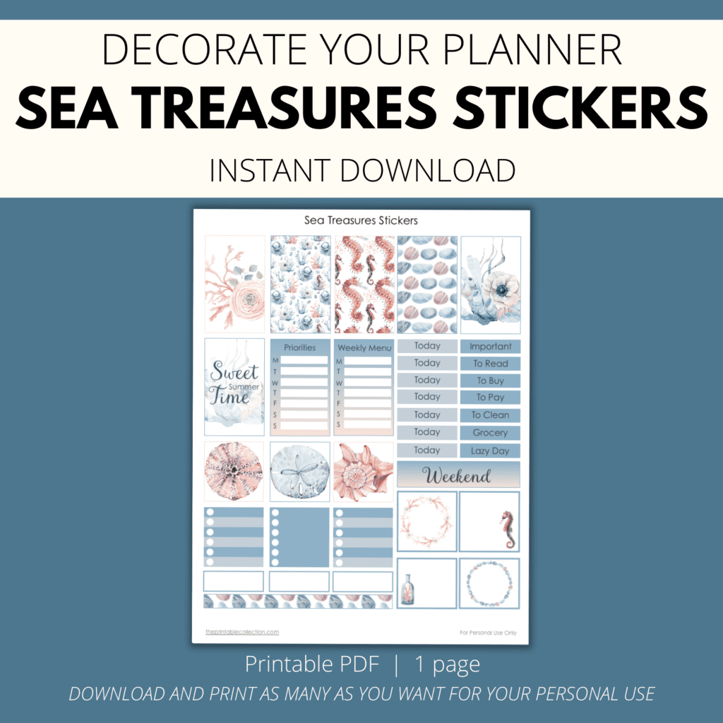 Printable Stickers Sea Treasures - The Printable Collection