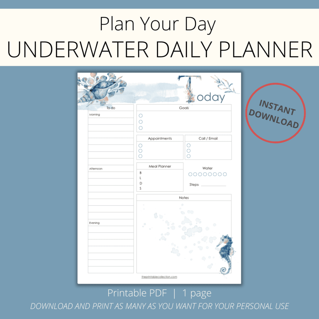 Printable Underwater Daily Planner - The Printable Collection